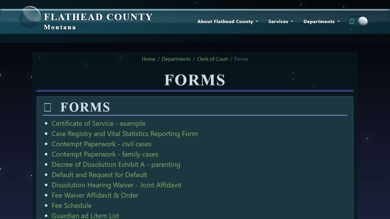 Clerk of Court Forms Flathead County, MT